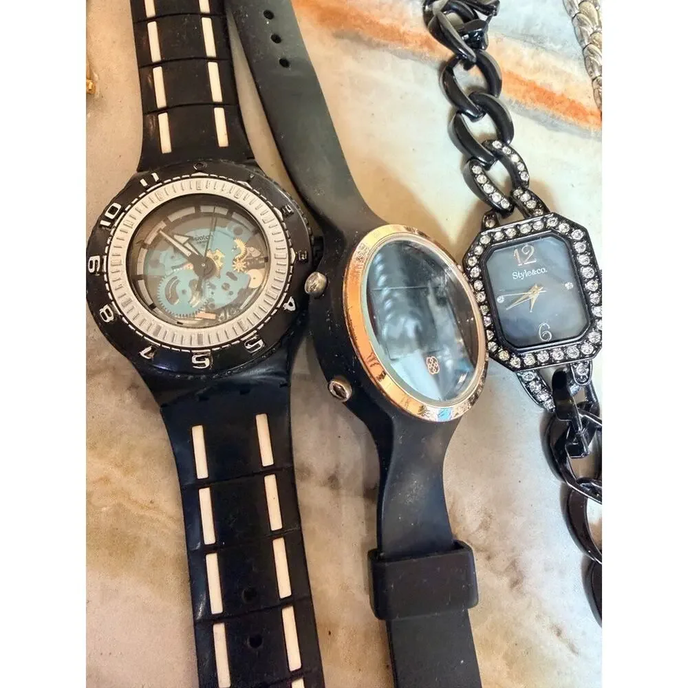 Vintage & Modern Watch Lot Elgin Gruen Swatch Anne Klein Geneva Parts Repair